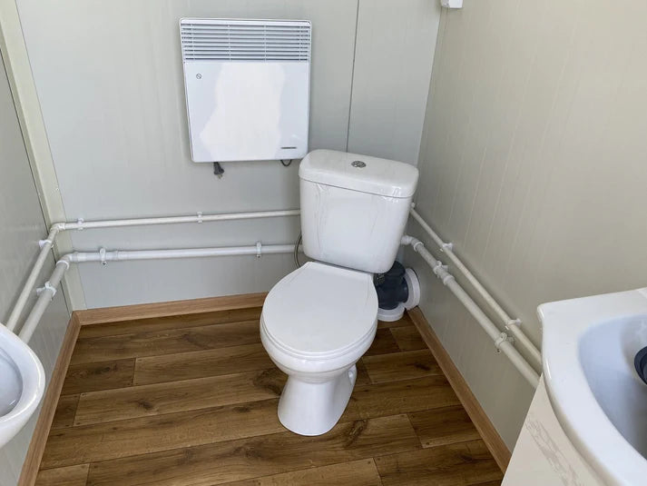 Contenedor sanitario doble con depósito de residuos blanco 3×2 metros