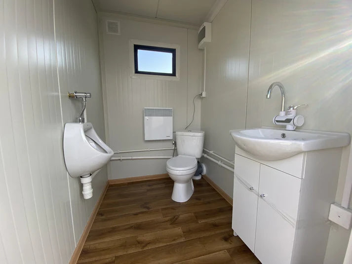 Contenedor sanitario doble con depósito de residuos blanco 3×2 metros