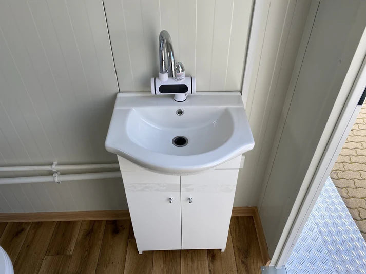 Contenedor sanitario doble con depósito de residuos blanco 3×2 metros